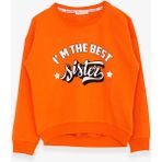 Breeze Kız Çocuk Sweatshirt Yazı Baskılı 9-14 Yaş, Turuncu - 9 Yaş