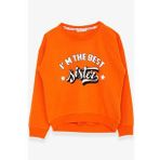 Breeze Kız Çocuk Sweatshirt Yazı Baskılı 9-14 Yaş, Turuncu