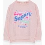Breeze Kız Çocuk Sweatshirt Yazı Baskılı Yırtmaçlı 9-14 Yaş, Somon Melanj - 12 Yaş