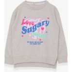 Breeze Kız Çocuk Sweatshirt Yazı Baskılı Yırtmaçlı Bej Melanj (9-14 Yaş) - 11 Yaş