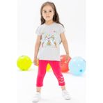 Breeze Kız Çocuk Taytlı Kapri Takım Unicorn Baskılı 1.5-5 Yaş, Açık Gri Melanj - 18 Ay