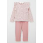 Breeze Kız Çocuk Taytlı Takım Çiçek Desenli Fırfırlı 3-7 Yaş, Pembe - 3 Yaş