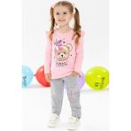 Breeze Kız Çocuk Taytlı Takım Fiyonklu Ayıcık Baskılı 1.5-5 Yaş, Pembe - 18 Ay