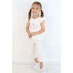 Breeze Kız Çocuk Taytlı Takım Minik Kalpler Desenli Yazı Baskılı Fırfırlı 2-6 Yaş, Ekru - 4 Yaş