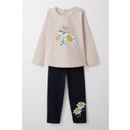 Breeze Kız Çocuk Taytlı Takım Papatya Baskılı 1.5-5 Yaş, Bej