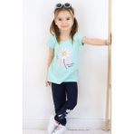 Breeze Kız Çocuk Taytlı Takım Papatya Baskılı 4-9 Yaş, Su Yeşili - 5 Yaş