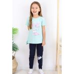 Breeze Kız Çocuk Taytlı Takım Renkli Ayakkabı Baskılı 5-10 Yaş, Su Yeşili - 8 Yaş