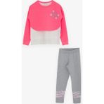 Breeze Kız Çocuk Taytlı Takım Yazı Çiçek Baskılı 8-12 Yaş, Neon Pembe - 8 Yaş