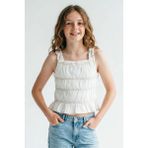 Breeze Kız Çocuk Tişört Askılı Lastik Detaylı 6-12 Yaş , Ekru - 8 Yaş