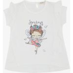 Breeze Kız Çocuk Tişört Bahar Temalı Balerin Kız Baskılı 1.5-5 Yaş, Beyaz - 3 Yaş