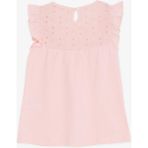 Breeze Kız Çocuk Tişört Fırfırlı Nakışlı 4-8 Yaş, Pembe - 4 Yaş