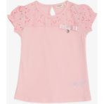 Breeze Kız Çocuk Tişört Güpürlü Aksesuarlı 5-10 Yaş, Pembe - 5 Yaş