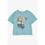 Breeze Kız Çocuk Tişört Havalı Rockçı Kız Baskılı 9-16 Yaş, Mint Yeşili - 9 Yaş