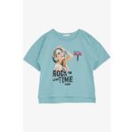 BREEZE Kız Çocuk Tişört Havalı Rockçı Kız Baskılı 9-16 Yaş, Mint Yeşili