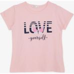 Breeze Kız Çocuk Tişört Kelebek Baskılı 10-16 Yaş, Pembe - 11 Yaş