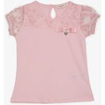 Breeze Kız Çocuk Tişört Nakışlı Kolları Tül Lastikli 5-10 Yaş, Pembe - 5 Yaş