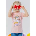 Breeze Kız Çocuk Tişört Sihirli Unicorn Baskılı 1.5-5 Yaş, Somon - 2 Yaş