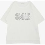 Breeze Kız Çocuk Tişört Smile Yazı Baskılı Taşlı 9-16 Yaş, Ekru - 10 Yaş