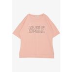 Breeze Kız Çocuk Tişört Smile Yazı Baskılı Taşlı 9-16 Yaş, Somon