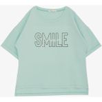 Breeze Kız Çocuk Tişört Smile Yazı Baskılı Taşlı 9-16 Yaş, Su Yeşili - 9 Yaş
