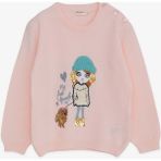 Breeze Kız Çocuk Triko Kazak Pullu Nakışlı Kız Baskılı 1.5-5 Yaş, Pudra - 1,5 Yaş