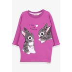 Breeze Kız Çocuk Tunik Tavşan Desenli 1.5-5 Yaş, Eflatun