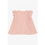 Breeze Kız Çocuk Uzun Kollu Bluz Güpür Çiçek Nakışlı 3-7 Yaş, Pembe