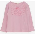 Breeze Kız Çocuk Uzun Kollu Bluz Güpürlü Fiyonklu 3-8 Yaş, Pembe - 3 Yaş