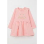 Breeze Kız Çocuk Uzun Kollu Elbise Renkli Çiçek Nakışlı 1.5-5 Yaş, Pembe - 2 Yaş