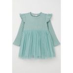 Breeze Kız Çocuk Uzun Kollu Elbise Yazı Nakışlı 1.5-5 Yaş, Mint Yeşili - 1,5 Yaş