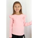 Breeze Kız Çocuk Uzun Kollu Tişört Basic Güpürlü 3-8 Yaş, Pembe - 3 Yaş