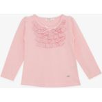 Breeze Kız Çocuk Uzun Kollu Tişört Güpürlü Fiyonklu 3-8 Yaş, Pembe - 3 Yaş