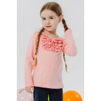 Breeze Kız Çocuk Uzun Kollu Tişört Güpürlü Fiyonklu 3-8 Yaş, Somon - 3 Yaş