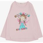 Breeze Kız Çocuk Uzun Kollu Tişört Müzik Dinleyen Mutlu Kız Baskılı 3-8 Yaş, Pembe - 3 Yaş
