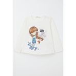 Breeze Kız Çocuk Uzun Kollu Tişört Sevgi Temalı Kız Baskılı 1.5-5 Yaş, Ekru - 1,5 Yaş
