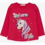 Breeze Kız Çocuk Uzun Kollu Tişört Unicorn 2-6 Yaş, Fuşya - 2 Yaş