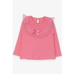 Breeze Mercan 1.5-5 Yaş Fiyonklu Güpürlü Kız Çocuk Uzun Kollu T-shirt