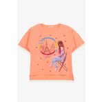 Breeze Neon Turuncu 9-16 Yaş Kalpli Simli Baskılı Kız Çocuk T-shirt