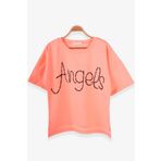 Breeze Neon Turuncu 9-16 Yaş Taşlı Yazı Baskılı Kız Çocuk T-shirt