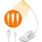Breeze Okuma Işığı, 9 Aydınlatma Modlu 7 LED USB Şarj Edilebilir Klip Kitap Işığı (3 Renk) (Yurt Dışından) - Beyaz