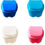 Breeze Protez Kutusu, Süzgeçli, Xiuyer 4 Parça Protez Diş Saklama Kutusu Kabı Ağız Koruyucuları ve Diş Telleri Için Durulama Sepeti (Açık Mavi Bej Beyaz Pembe) (Yurt Dışından) - Renkli