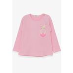 Breeze Pudra 1.5-5 Yaş Uzun Kollu Cepli Tavşancık Baskılı Kız Çocuk T-shirt