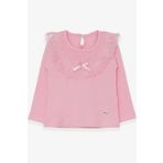 Breeze Pudra 1.5-5 Yaş Uzun Kollu Fiyonklu Güpürlü Kız Çocuk T-shirt