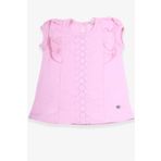 Breeze Pudra 3-8 Yaş Fırfırlı Güpürlü Kız Çocuk T-shirt