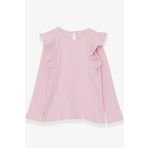 Breeze Pudra 6-12 Yaş Uzun Kollu Omuzu Fırfırlı Kız Çocuk Bluz