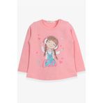 Breeze Somon 1-4 Yaş Uzun Kollu Sevimli Baskılı Kız Çocuk T-shirt