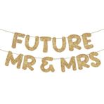 Breling Pre Strung Future Mr & Mrs Banner Glitter Altın Nişan Parti Süslemeleri Bay ve Bayan Çiftler için İşaret Duş Düğün Gelin Duş Nişanlı Parti Süslemeleri