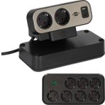 Brennensthul Estilo Duplex Serisi 9 Soketli Typ-c Ve Usb Li 19.500 Amper Akım Korumalı 2 Metre Kablolu Masa Üstü Priz
