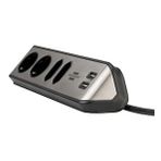 Brennenstuhl Estilo Mutfak ve Ofis Için Çelik Yüzeyli Köşeli 4 Soketli 2 USB 2 mt Uzatma Kablo