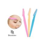 Brentino 3'lü Ergonomik Kaş Usturası Seti Yüz ve Kaş Tüyü Alma Hassas Şekillendirme Traş Bıçağı 3'lü Set Pro